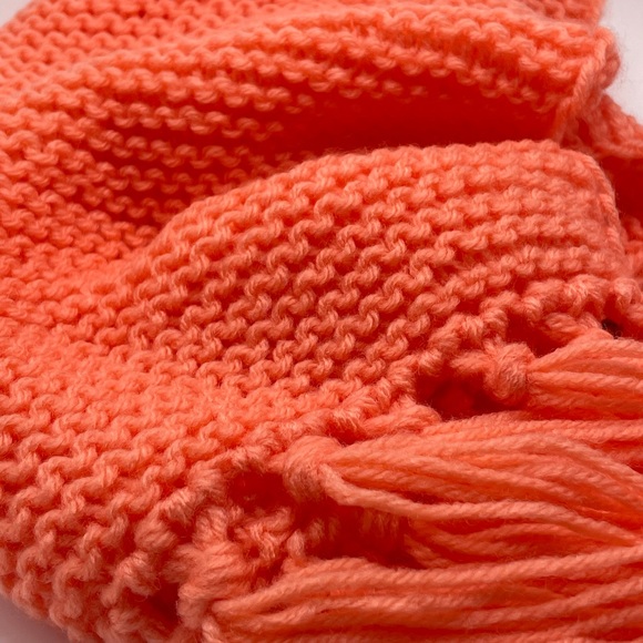 Handmade Crochet Orange Scarf with Tassels - Picture 2 of 3